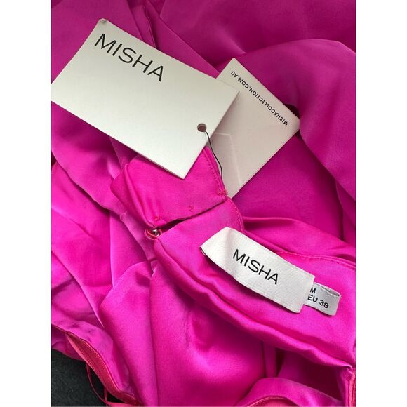 MISHA COLLECTION Evianna Halter Neck Satin Trumpet Gown - Picture 12 of 12